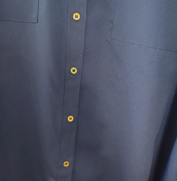 Royal blue Calvin Klein XL button down classy professional contemporary top - Picture 4 of 7